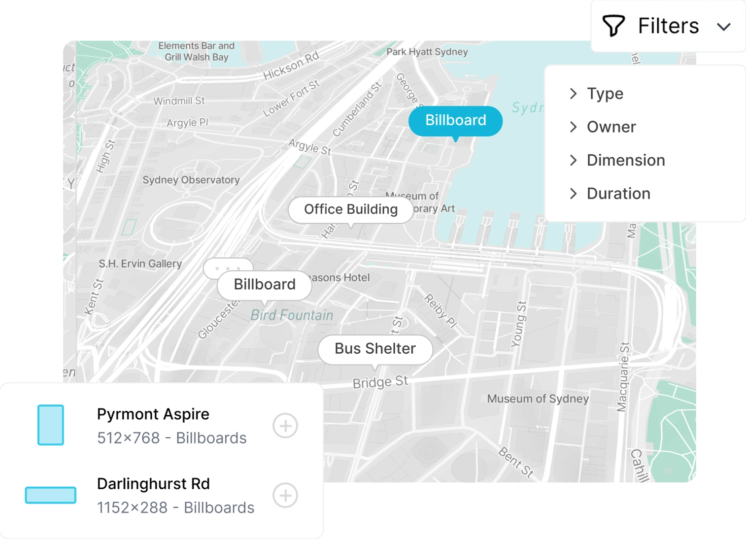 Find screens with our  interactive map